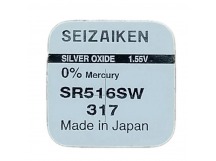 Элемент питания 317 SR516SW Silver Oxide 1.55V "Seizaiken" BL-1