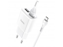 СЗУ HOCO C88A Star round (2-USB/2.4A) + micro USB кабель (1м) (белый)