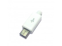 Штекер на кабель micro USB 5pin в корпусе, с хвостиком (белый)