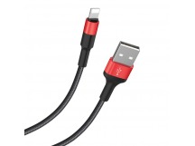 Кабель USB - Lightning HOCO X26 1.0m 2.0A (чёрно-красный), шт