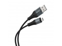USB кабель для зарядки micro USB "Hoco" X38 тканевый, чёрный 2,4A, 1,0м