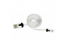 USB кабель шт.USB (A) - шт.Lightning 1,0м плоский шнур, белый "Rexant"
