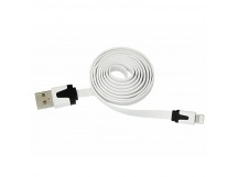 USB кабель шт.USB (A) - шт.Lightning 1,0м плоский шнур, белый "Rexant"