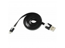 USB кабель шт.USB (A) - шт.Lightning 1,0м плоский шнур, черный "Rexant"