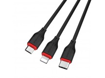 USB кабель 3в1 (Lightning, microUSB, Type-C) 1,0м, черный BX17 "Borofone"