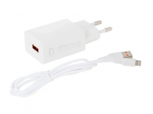                         Сетевое ЗУ Denmen DC01L + кабель iPhone 5/6 (1USB/2.4A) белый