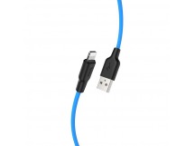 Кабель USB - Lightning HOCO "Premium" X21 Plus Silicone (100см, 2A) черно-синий