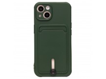 Чехол-накладка - SC304 с картхолдером для Apple iPhone 13 (dark green)