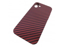                                     Чехол пластиковый iPhone 12 (6,1") карбон красный*