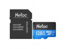 Карта памяти MicroSD 128GB Netac P500 Standard Class 10 UHS-I (90 Mb/s) + SD адаптер