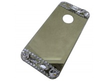                             Чехол пластиковый iPhone 5 зеркальный со стразами золотистый*