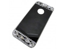                             Чехол пластиковый iPhone 5 зеркальный со стразами черный*