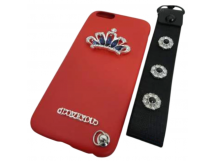                             Чехол силиконовый iPhone 6 корона со стразами и шнурком красный*