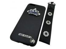                             Чехол силиконовый iPhone 6 корона со стразами и шнурком черный*