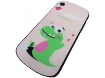                                 Чехол пластиковый iPhone XR стеклянная вставка с рисунком (01)*