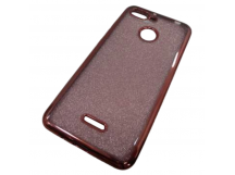                             Чехол силиконовый Xiaomi Redmi 6 с хром контуром и блестками стразы по бокам коричневый*