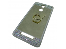                             Чехол силиконовый Xiaomi Redmi Note 3 зеркальный с кольцом и стразами золотистый*