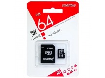                         64Gb карта памяти Smartbuy microSDXC + SD адаптер class10