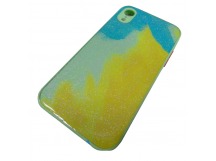                                Чехол силикон-пластик iPhone XR блестящий градиент бирюзовый/желтый*