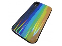                                 Чехол силикон-пластик iPhone XR блестящий радуга черный*