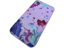                                Чехол силикон-пластик iPhone XR блестящий с рисунком сиреневый (01)*