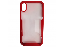                                 Чехол силикон-пластик iPhone XR прозрачный с окантовкой красный*