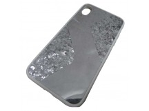                                 Чехол силиконовый iPhone XR с блестками и зеркалом белый*