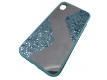                                 Чехол силиконовый iPhone XR с блестками и зеркалом бирюзовый*
