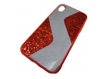                                 Чехол силиконовый iPhone XR с блестками и зеркалом красный*