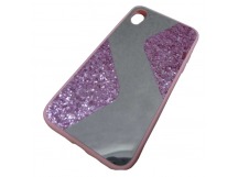                                 Чехол силиконовый iPhone XR с блестками и зеркалом розовый*
