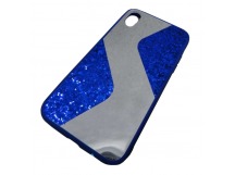                                 Чехол силиконовый iPhone XR с блестками и зеркалом синий*