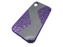                                 Чехол силиконовый iPhone XR с блестками и зеркалом фиолетовый*