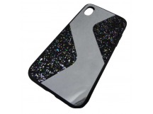                                 Чехол силиконовый iPhone XR с блестками и зеркалом черный*