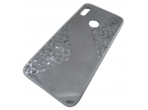                                 Чехол силиконовый Huawei Honor 8A с блестками и зеркалом белый*