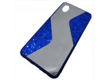                                     Чехол силиконовый Samsung A01 Core с блестками и зеркалом синий*