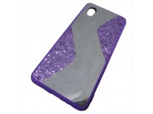                                     Чехол силиконовый Samsung A01 Core с блестками и зеркалом фиолетовый*