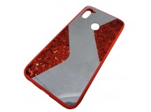                                    Чехол силиконовый Samsung A11 с блестками и зеркалом красный*  