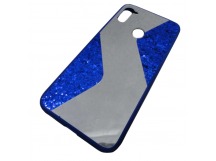                                     Чехол силиконовый Samsung A11 с блестками и зеркалом синий*  