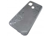                                 Чехол силиконовый Samsung M21 с блестками и зеркалом белый*