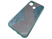                                 Чехол силиконовый Samsung M21 с блестками и зеркалом бирюзовый*