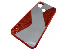                                 Чехол силиконовый Samsung M21 с блестками и зеркалом красный*