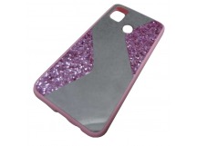                                 Чехол силиконовый Samsung M21 с блестками и зеркалом розовый*