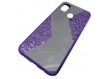                                 Чехол силиконовый Samsung M21 с блестками и зеркалом фиолетовый*