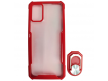                                    Чехол силикон-пластик Samsung A02s прозрачный с окантовкой + кольцо красный*