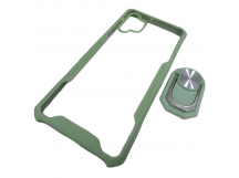                                     Чехол силикон-пластик Samsung A32 прозрачный с окантовкой + кольцо зеленый*