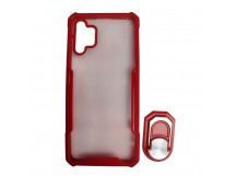                                     Чехол силикон-пластик Samsung A32 прозрачный с окантовкой + кольцо красный*