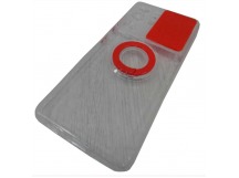                                         Чехол силиконовый Samsung S21 Ultra прозрачный с кольцом и защитой на камеру красный*