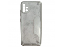                                     Чехол противоударный Samsung A51 с блестками белый