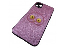                                 Чехол силикон-пластик iPhone 11 Pro Max кот с блестками розовый*