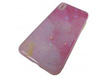                                 Чехол силикон-пластик iPhone XS Max звездопад розовый*